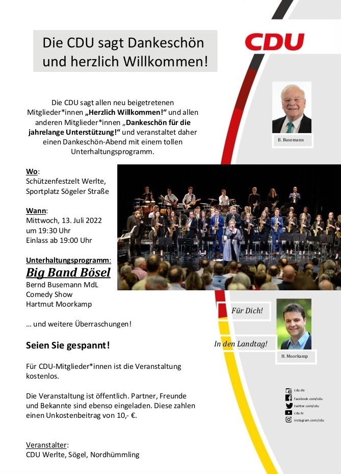 Einladung der CDU zu einer Konzertveranstaltung